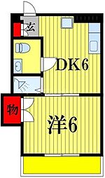 京成松戸線 みのり台駅 徒歩2分の賃貸マンション 4階1Kの間取り