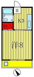 JR常磐線 松戸駅 徒歩6分の賃貸アパート 1階1Kの間取り