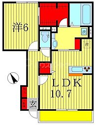 つくばエクスプレス 南流山駅 徒歩6分の賃貸アパート 1階1LDKの間取り