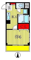 JR常磐線 馬橋駅 徒歩9分の賃貸アパート 2階1Kの間取り