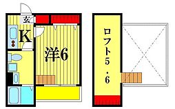 京成松戸線 上本郷駅 徒歩1分の賃貸アパート 1階1Kの間取り