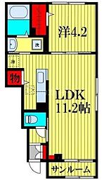 京成松戸線 常盤平駅 徒歩10分の賃貸アパート 1階1LDKの間取り