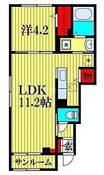 京成松戸線 常盤平駅 徒歩10分の賃貸アパート 1階1LDKの間取り