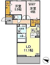 京成松戸線 みのり台駅 徒歩12分の賃貸アパート 2階2LDKの間取り