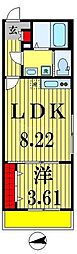 JR常磐線 新松戸駅 徒歩15分の賃貸アパート 3階1LDKの間取り