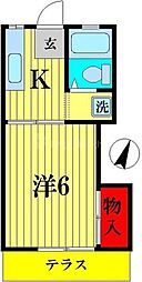 JR常磐線 北小金駅 徒歩12分の賃貸アパート 1階1Kの間取り