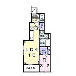 流鉄流山線 馬橋駅 徒歩18分の賃貸アパート 1階1LDKの間取り