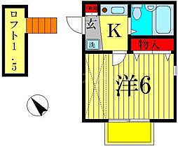 JR常磐線 馬橋駅 徒歩15分の賃貸アパート 2階1Kの間取り