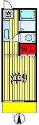 JR常磐線 馬橋駅 徒歩2分の賃貸アパート 2階ワンルームの間取り