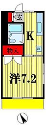 JR常磐線 新松戸駅 徒歩13分の賃貸アパート 1階1Kの間取り