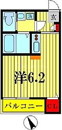 JR常磐線 新松戸駅 徒歩5分の賃貸マンション 1階ワンルームの間取り