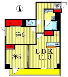 JR常磐線 馬橋駅 徒歩3分の賃貸マンション 6階2LDKの間取り
