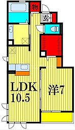 JR常磐線 馬橋駅 徒歩18分の賃貸アパート 1階1LDKの間取り