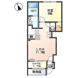 京成松戸線 松戸駅 徒歩19分の賃貸アパート 1階1LDKの間取り