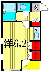 北総鉄道 矢切駅 徒歩8分の賃貸アパート 2階ワンルームの間取り