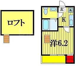 JR常磐線 馬橋駅 徒歩3分の賃貸アパート 2階1Kの間取り