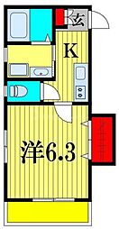 京成松戸線 松戸新田駅 徒歩6分の賃貸アパート 2階1Kの間取り