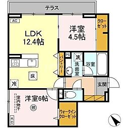 北総鉄道 秋山駅 徒歩4分の賃貸アパート 1階2LDKの間取り