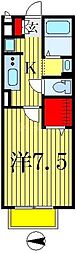 京成松戸線 常盤平駅 徒歩6分の賃貸アパート 2階1Kの間取り