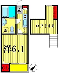 JR常磐線 松戸駅 徒歩14分の賃貸アパート 1階1Kの間取り