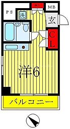 JR常磐線 松戸駅 徒歩6分の賃貸マンション 7階ワンルームの間取り