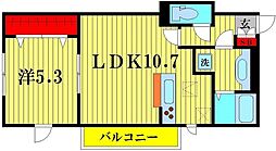 JR常磐線 松戸駅 徒歩12分の賃貸アパート 3階1LDKの間取り