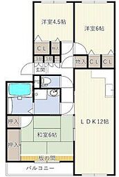東武野田線 六実駅 徒歩14分の賃貸マンション 2階3LDKの間取り