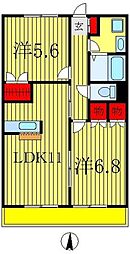 プラシード 2LDKの間取図画像