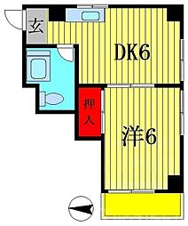 松戸カネカビル 1DKの間取図画像