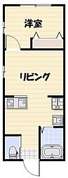 松戸市高塚新田アパート 1LDKの間取図画像