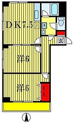 レジオン松戸 2DKの間取図画像