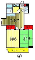 カーサグレイス 2DKの間取図画像