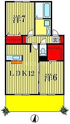 セブンオークスA 2LDKの間取図画像