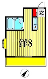 オークハイツ ワンルームの間取図画像