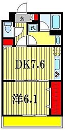 ジヴェルニー 1DKの間取図画像