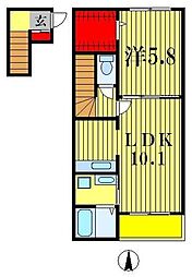 エミネンスD 1LDKの間取図画像