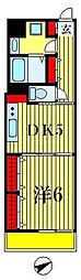 クリオ松戸伍番館 1DKの間取図画像