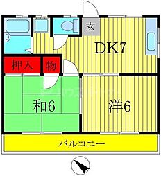 コーポあかね 2DKの間取図画像