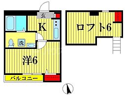 ウィステリア上本郷 1Kの間取図画像