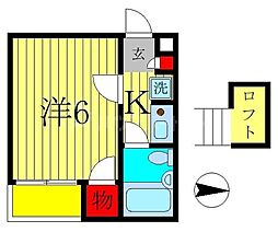 フェリス新松戸 1Kの間取図画像