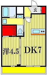 クレセントコート 1DKの間取図画像