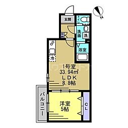 レアリゼ松戸 1LDKの間取図画像