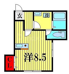 ヴィッラホーム六番館 ワンルームの間取図画像