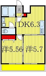 ダイヤモンドクレスト南柏 2DKの間取図画像