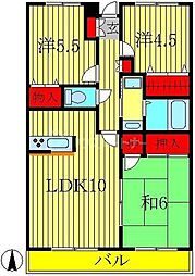 サポーレ天王台 3階3DKの間取り
