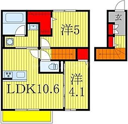 フローラ 2階2LDKの間取り