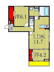 インペリアル 2階2LDKの間取り