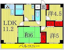 トーカン柏キャステール 7階3LDKの間取り