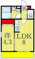 ジーメゾン柏西原 1階1LDKの間取り