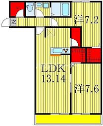 ハイセンチュリー 2LDKの間取図画像